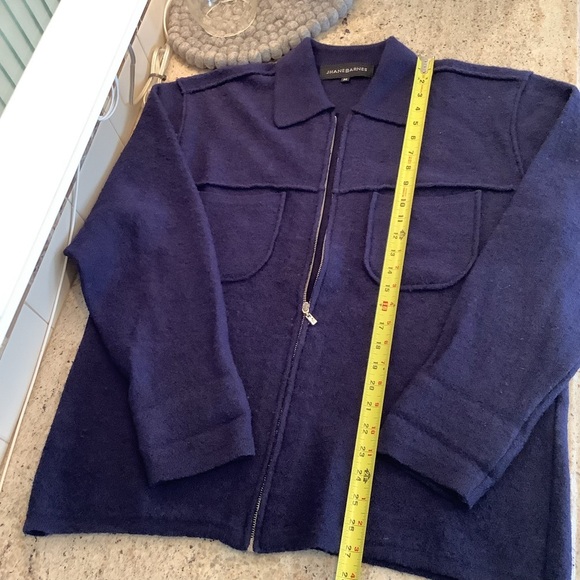 Jhane Barnes Navy Zip-Up Wool Alpaca Sweater Oversized Medium - Picture 8 of 9